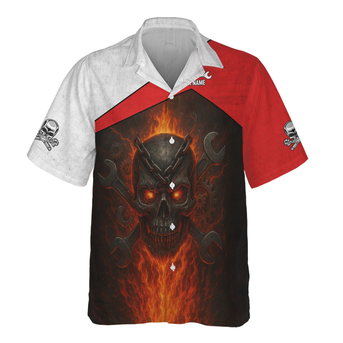Custom Name Mechanic Shirt, Flaming Skull Mechanic Shirt, Apparel Enthusiast Gift for Men & Women, Funny Mechanic Lover