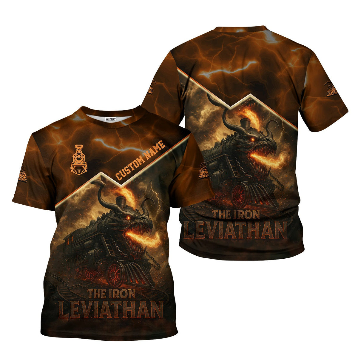 Custom Name Steam Train T-shirt, The Iron Leviathan, Monster Train Design, Train Lover Gift