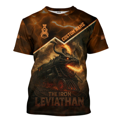 Custom Name Steam Train T-shirt, The Iron Leviathan, Monster Train Design, Train Lover Gift