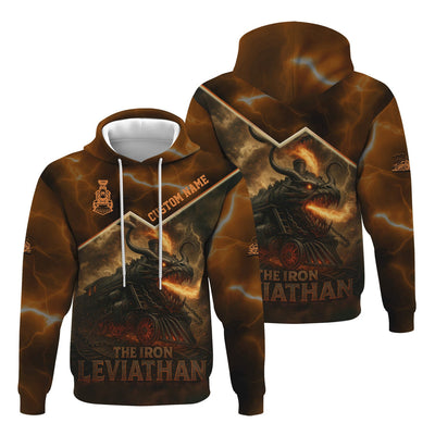 Custom Name Steam Train T-shirt, The Iron Leviathan, Monster Train Design, Train Lover Gift
