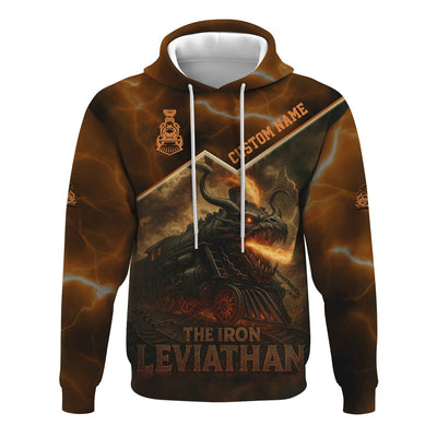 Custom Name Steam Train T-shirt, The Iron Leviathan, Monster Train Design, Train Lover Gift