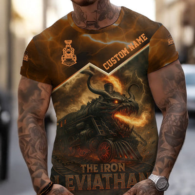 Custom Name Steam Train T-shirt, The Iron Leviathan, Monster Train Design, Train Lover Gift