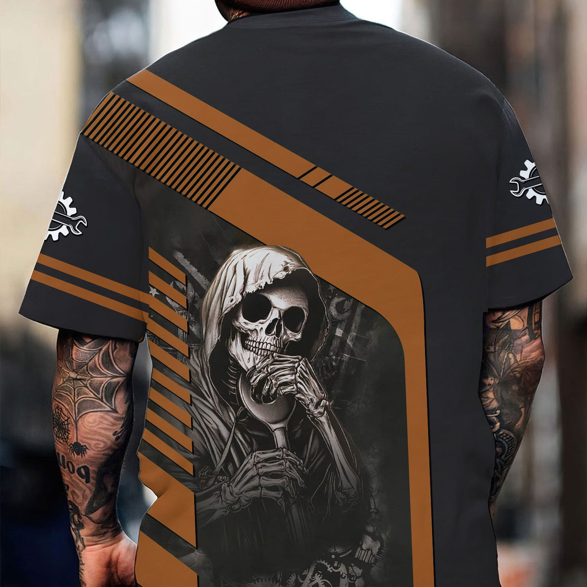 Personalized Mechanic Shirt Custom Name Skull Wrench Auto Repair Garage Workwear Tee Car Repair Shirt Gift For Men Dad Husband Boyfriend