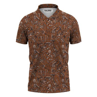 Mechanic Tool Pattern Brown T Shirt Mechanic Orange Polo Shirt Hoodie All Over Print