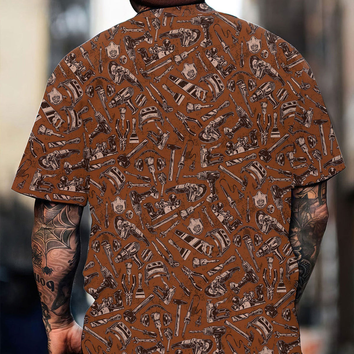 Mechanic Tool Pattern Brown T Shirt Mechanic Orange Polo Shirt Hoodie All Over Print