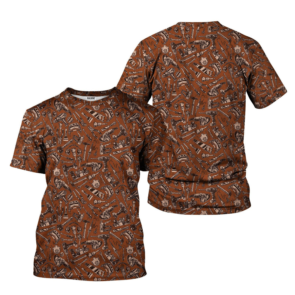 Mechanic Tool Pattern Brown T Shirt Mechanic Orange Polo Shirt Hoodie All Over Print