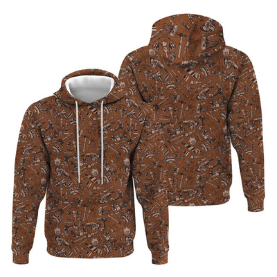 Mechanic Tool Pattern Brown T Shirt Mechanic Orange Polo Shirt Hoodie All Over Print