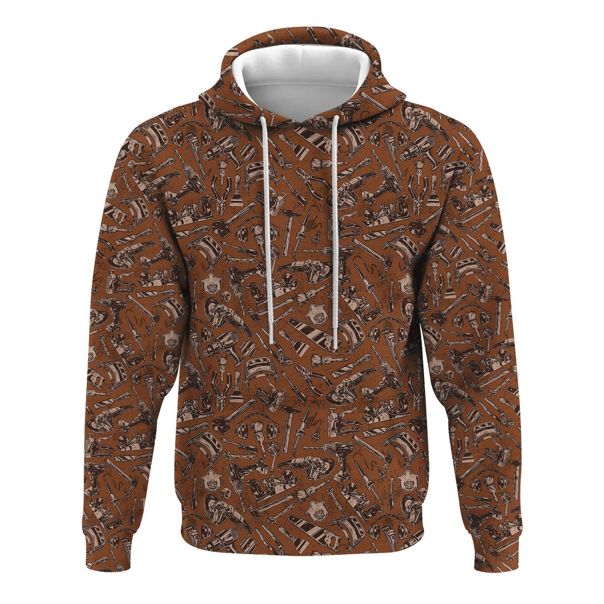 Mechanic Tool Pattern Brown T Shirt Mechanic Orange Polo Shirt Hoodie All Over Print