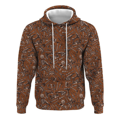 Mechanic Tool Pattern Brown T Shirt Mechanic Orange Polo Shirt Hoodie All Over Print