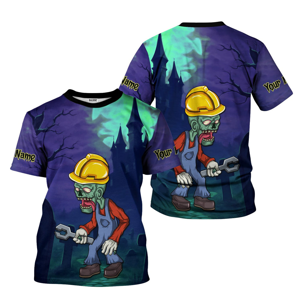 Custom Name Zombie Mechanic T Shirt Haunted House Halloween Shirt For Mechanic