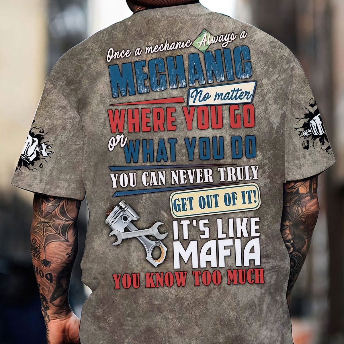 Funny Mechanic T Shirt Auto Repair Garage Workwear Tee Car Repair Wrench Shirt Gift for Men Dad Husband Boyfriend Diesel Engine Lover