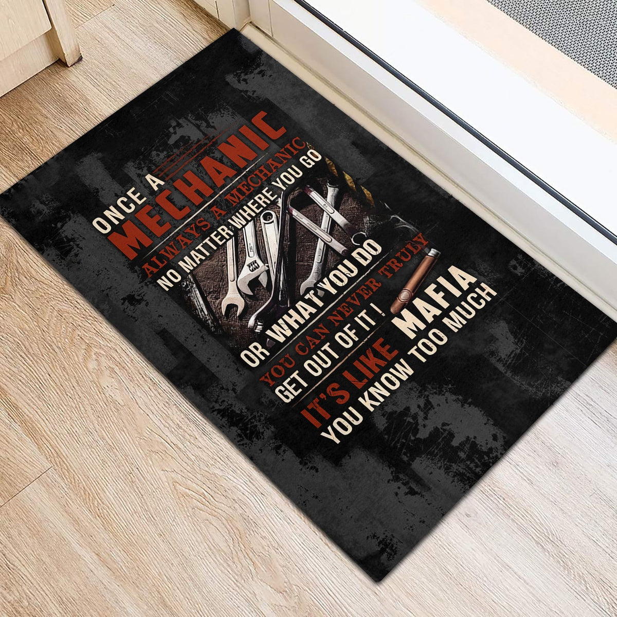 Mechanic Doormat Funny Quote, Once A Mechanic Always A Mechanic, Gift for Mechanic Lovers, Work, Garage, Car Enthusiasts, Automotive Door Mat Home Decor