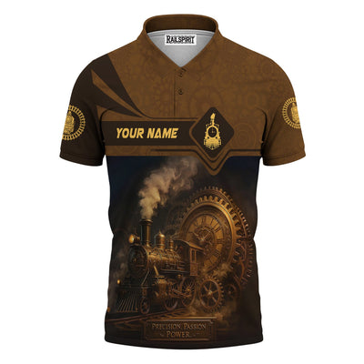 Custom Name Steam Train T-shirt, Precision Passion Power, Vintage Train Design, Train Lover Gift