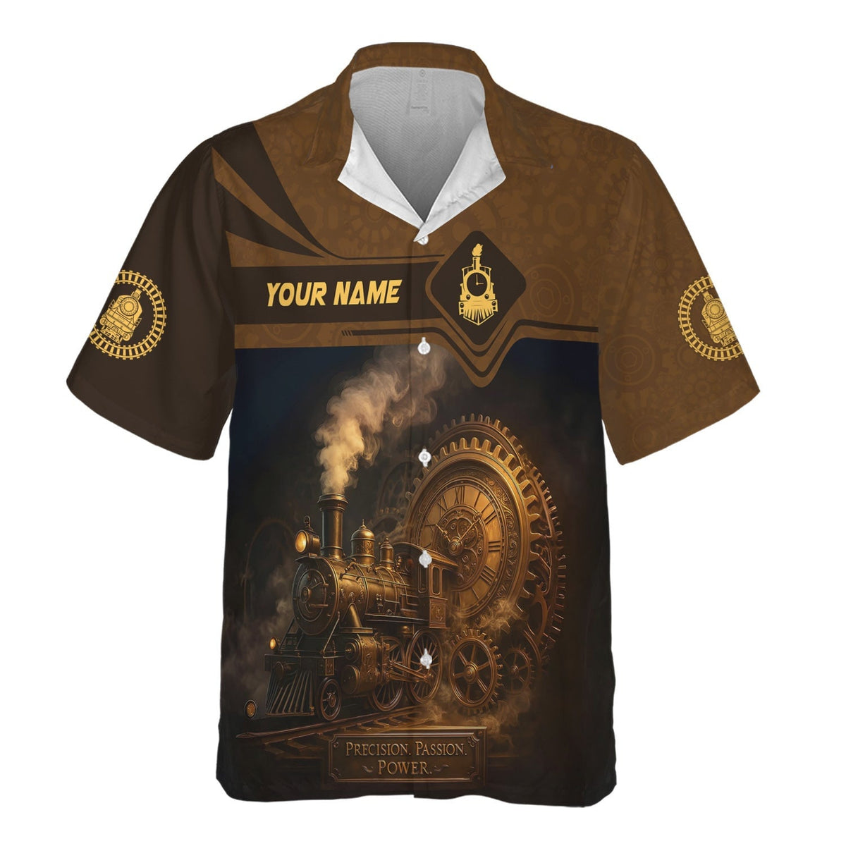 Custom Name Steam Train T-shirt, Precision Passion Power, Vintage Train Design, Train Lover Gift