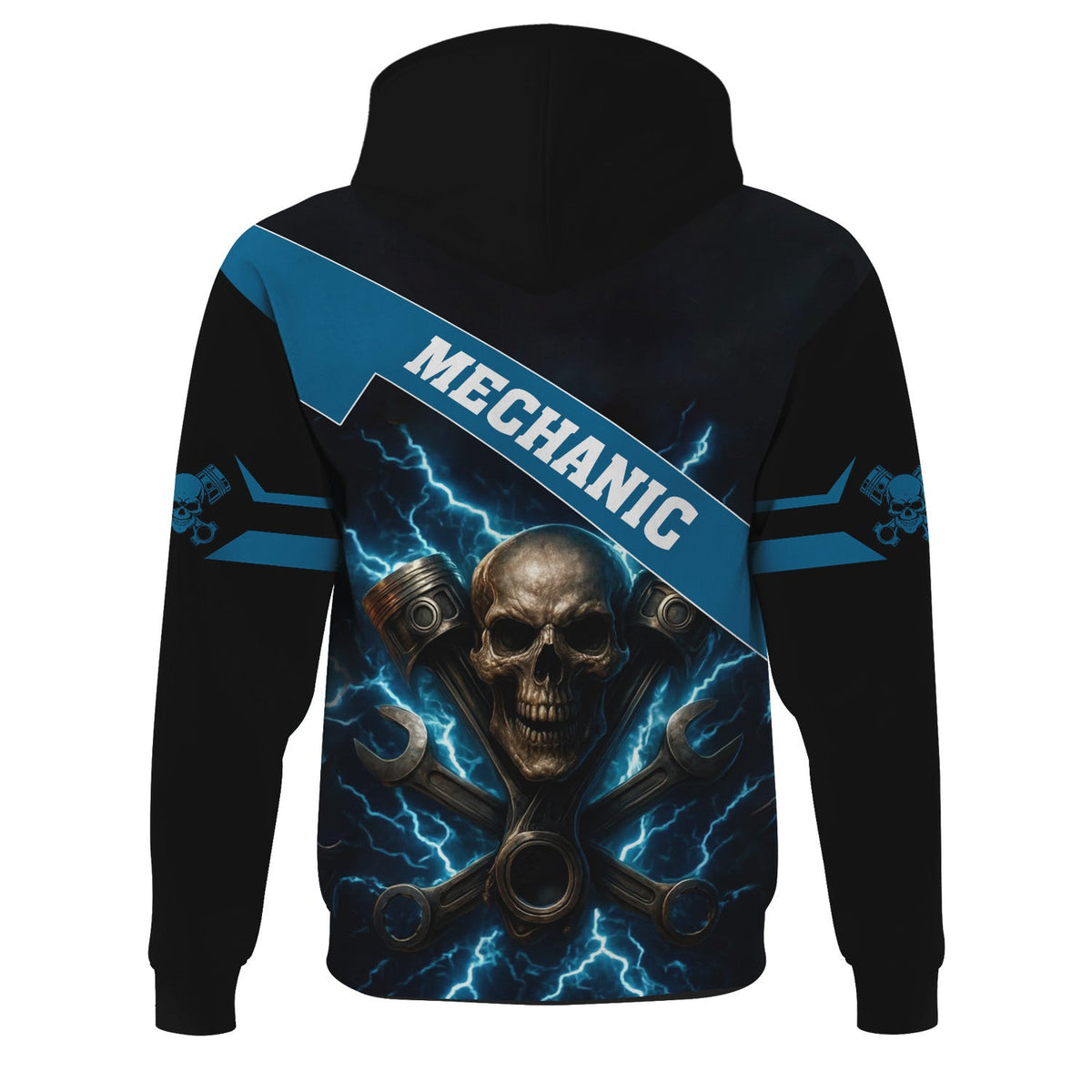 Personalized Mechanic Shirt, Skull Engine Piston Wrench Lighting Design, Mechanic Uniforms, Gift For Men