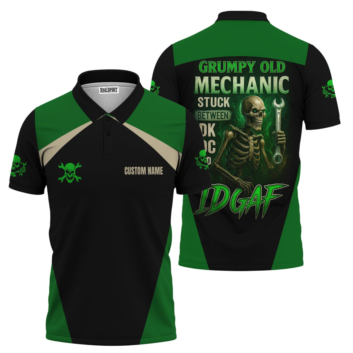 Personalized Mechanic Shirt, Grumpy Old Mechanic Stuck Between IDK IDC And IDGAF, Mechanic Uniforms, Gift For Men