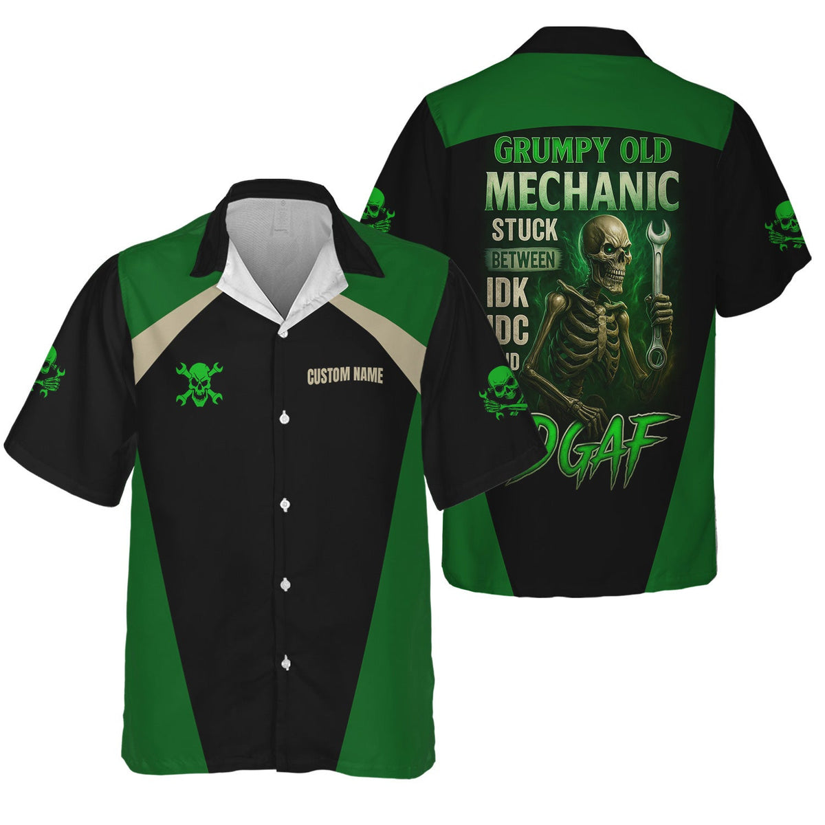 Personalized Mechanic Shirt, Grumpy Old Mechanic Stuck Between IDK IDC And IDGAF, Mechanic Uniforms, Gift For Men