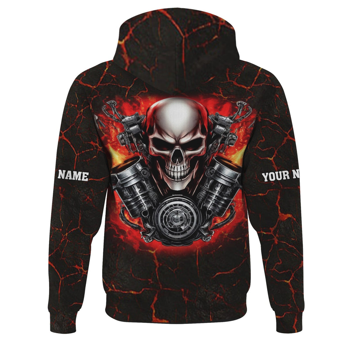 Custom Name Skull Mechanic Shirt Flame Style Printed Jacket Hoodie All Over Print