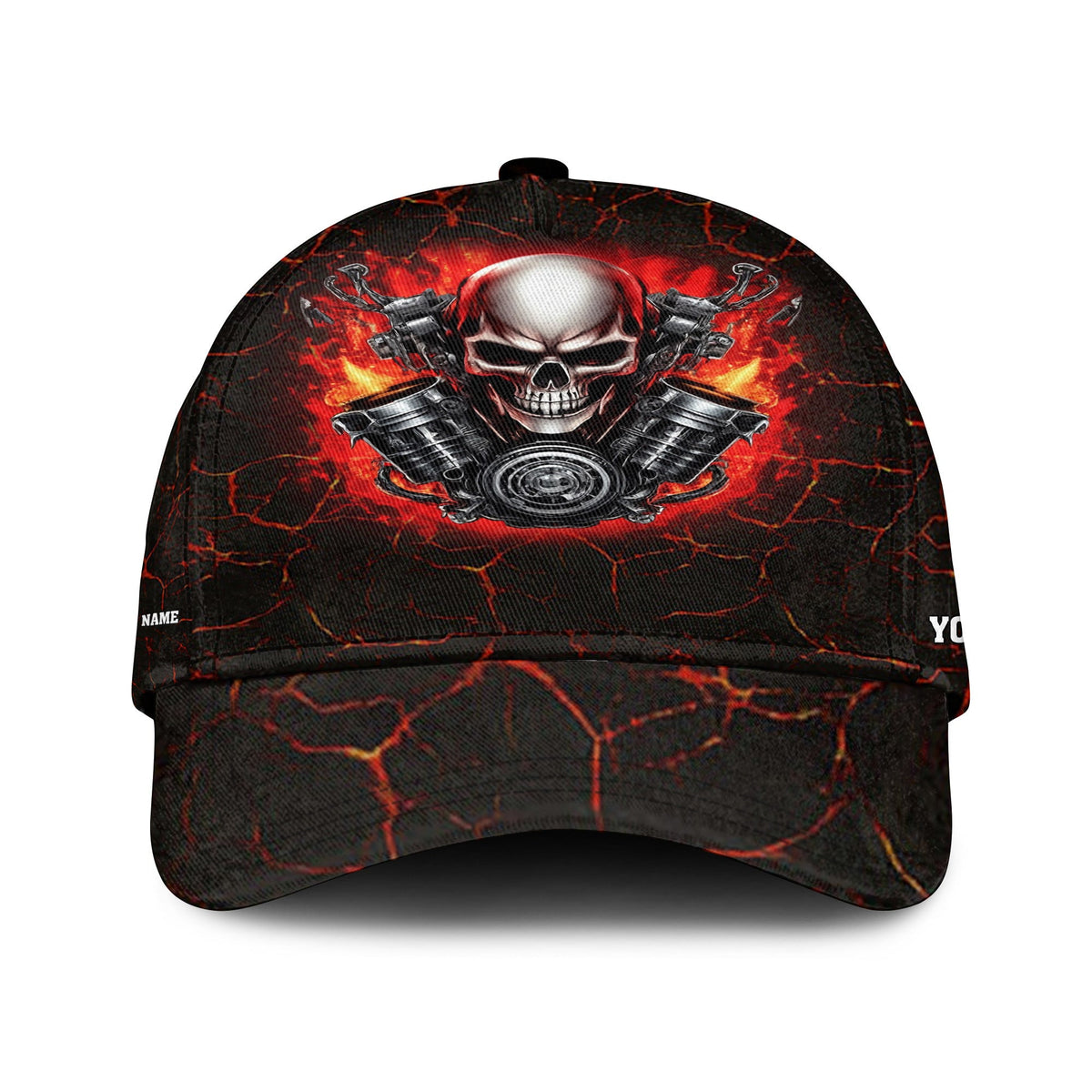 Custom Name Skull Mechanic Shirt Flame Style Printed Jacket Hoodie All Over Print