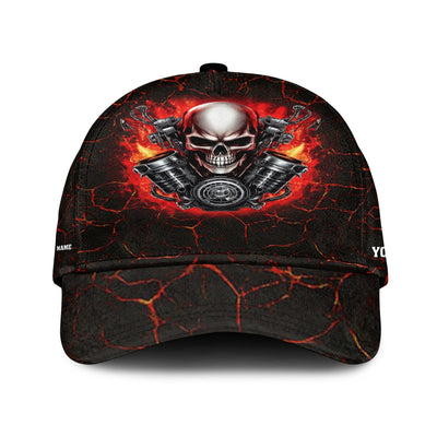 Custom Name Skull Mechanic Shirt Flame Style Printed Jacket Hoodie All Over Print