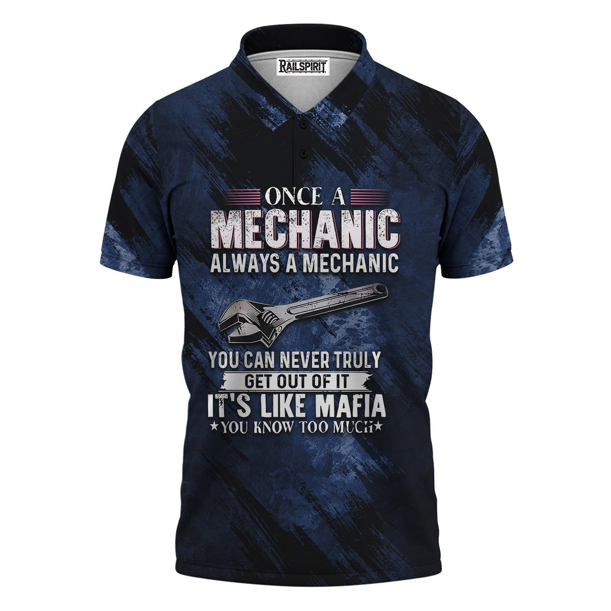 Once A Mechanic Always A Mechanic Polo Shirt Funny Printed Vintage Mechanic Unisex Polo Shirt with Color Options