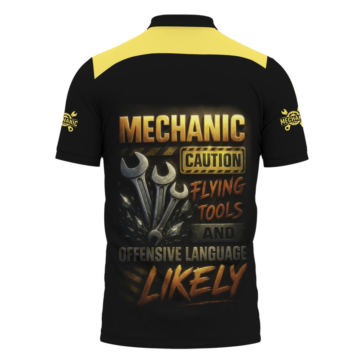 Personalized Mechanic Shirt, Mechanic Caution Flying Tools And Offensive Language Likely, Mechanic Uniforms, Gift For Men