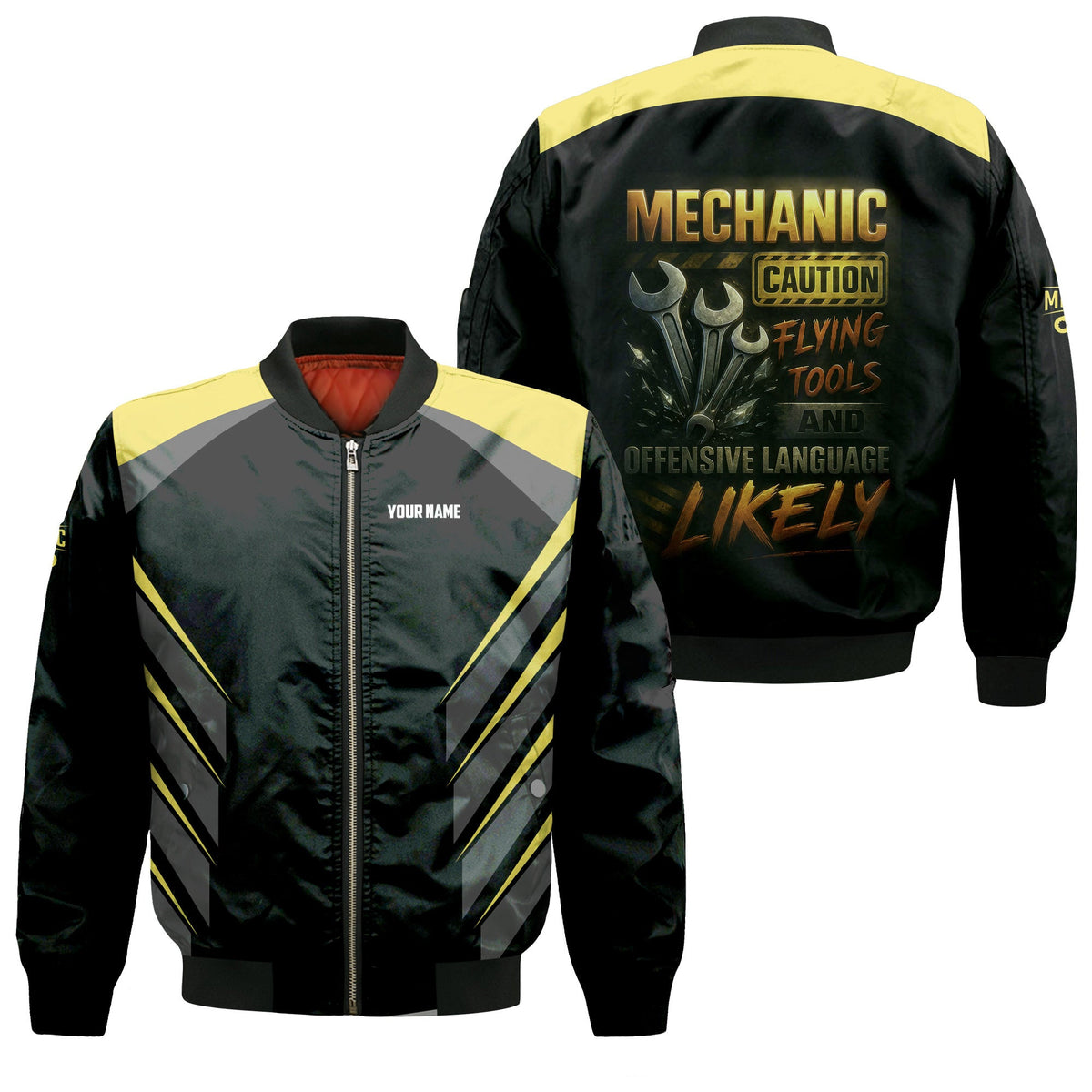 Personalized Mechanic Shirt, Mechanic Caution Flying Tools And Offensive Language Likely, Mechanic Uniforms, Gift For Men