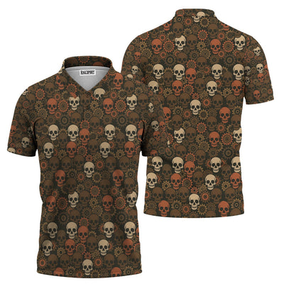 Personalized Mechanic Shirt, Skulls and Gears Pattern, All Over Printed, Gift For Men