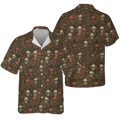 Personalized Mechanic Shirt, Skulls and Gears Pattern, All Over Printed, Gift For Men