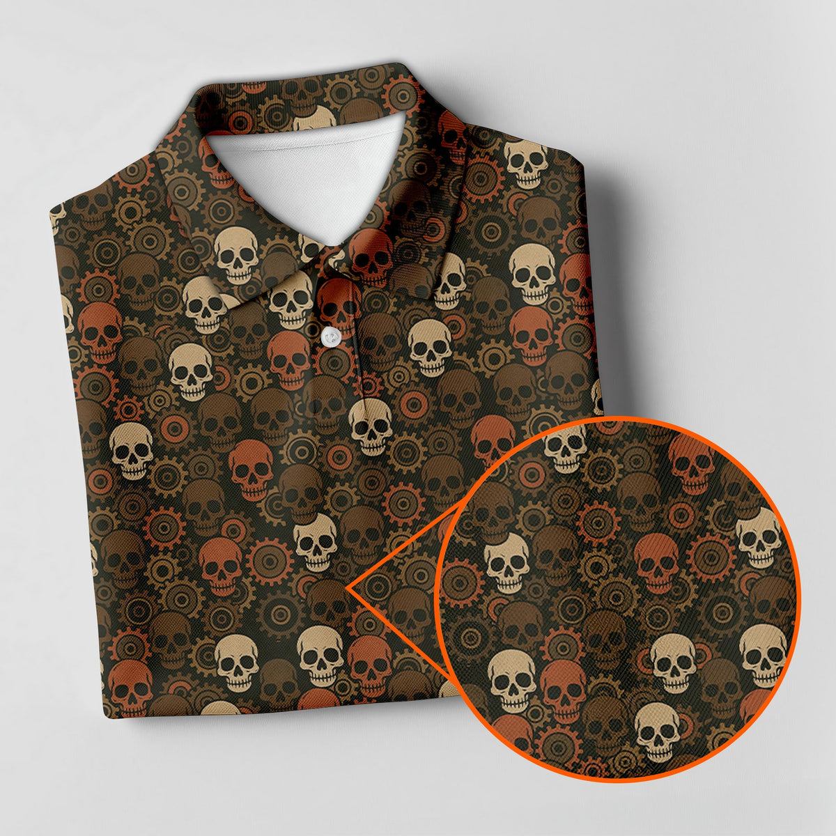 Personalized Mechanic Shirt, Skulls and Gears Pattern, All Over Printed, Gift For Men