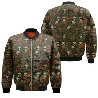 Personalized Mechanic Shirt, Skulls and Gears Pattern, All Over Printed, Gift For Men