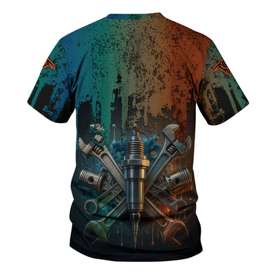 Personalized Mechanic Shirt, Colorful Wrenches Piston and Spark Plug Design, Gift For Men