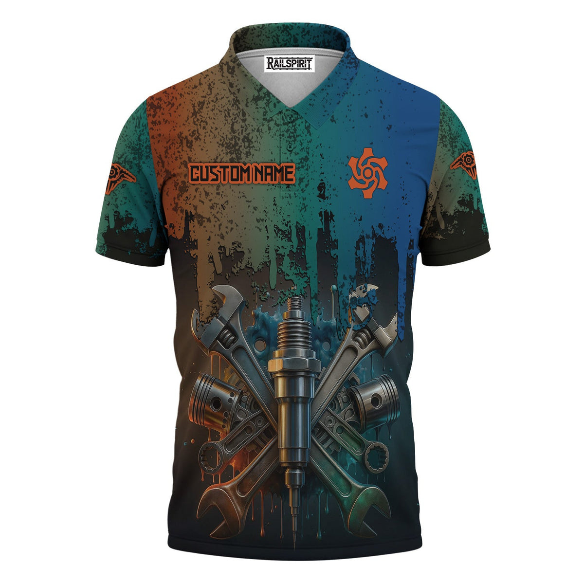 Personalized Mechanic Shirt, Colorful Wrenches Piston and Spark Plug Design, Gift For Men