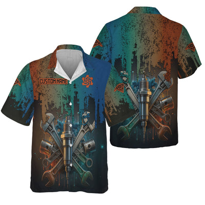 Personalized Mechanic Shirt, Colorful Wrenches Piston and Spark Plug Design, Gift For Men