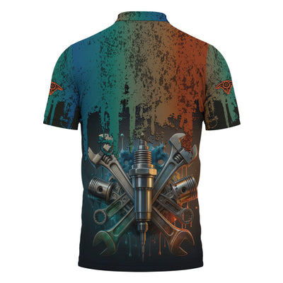 Personalized Mechanic Shirt, Colorful Wrenches Piston and Spark Plug Design, Gift For Men