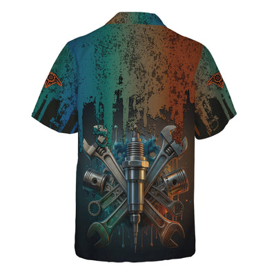 Personalized Mechanic Shirt, Colorful Wrenches Piston and Spark Plug Design, Gift For Men
