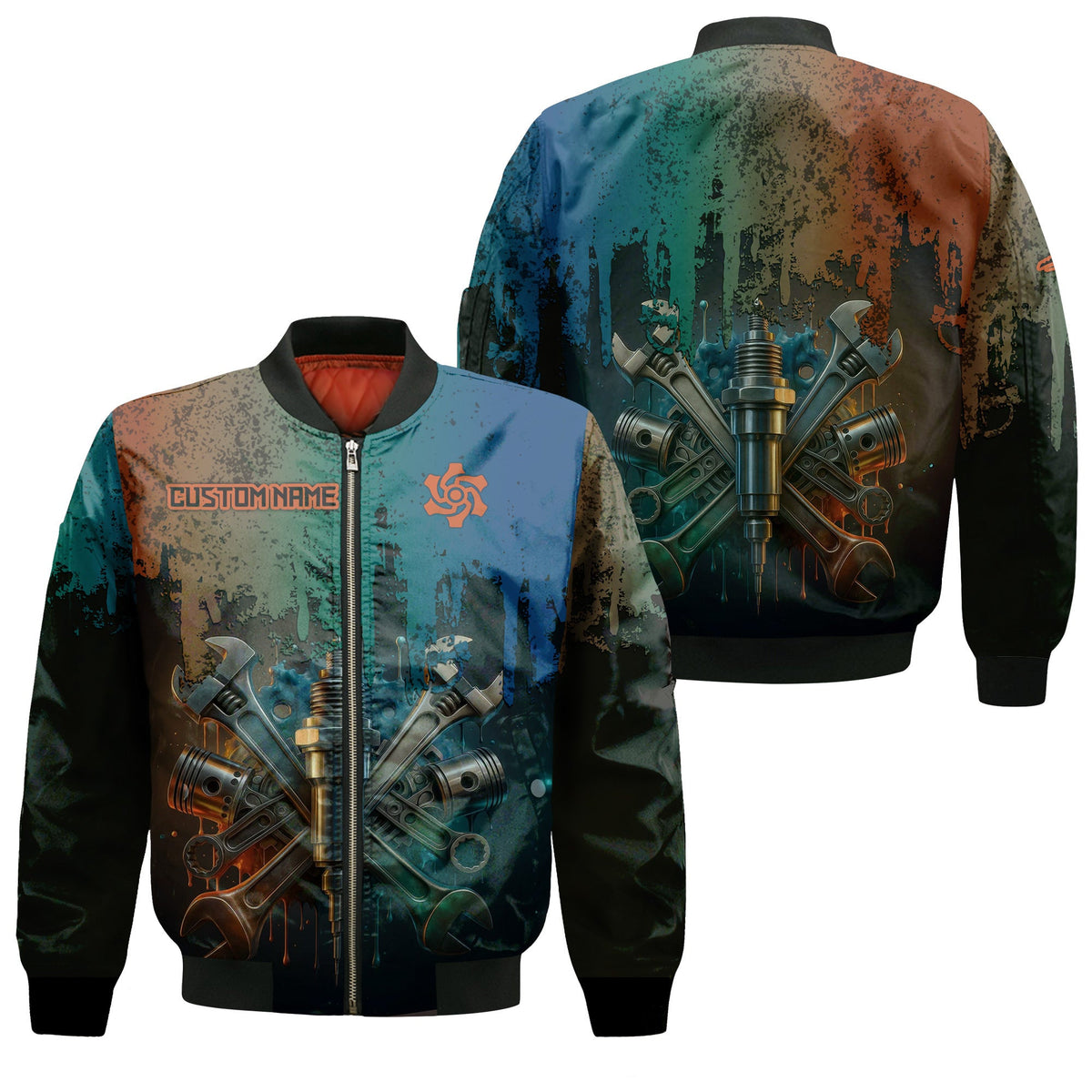 Personalized Mechanic Shirt, Colorful Wrenches Piston and Spark Plug Design, Gift For Men