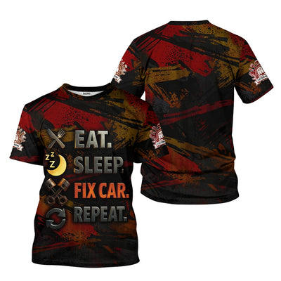 Personalized Mechanic Shirt, Eat Sleep Fix Car Repeat, Funny Quote Design, Gift For Men