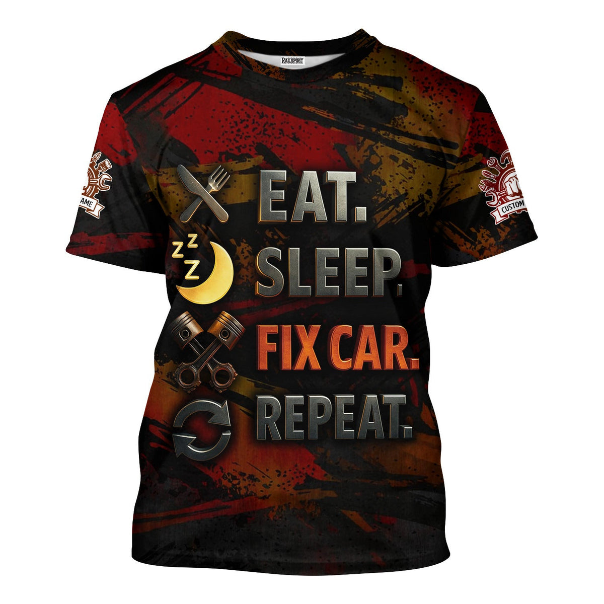 Personalized Mechanic Shirt, Eat Sleep Fix Car Repeat, Funny Quote Design, Gift For Men