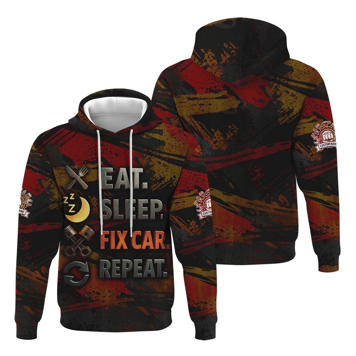 Personalized Mechanic Shirt, Eat Sleep Fix Car Repeat, Funny Quote Design, Gift For Men