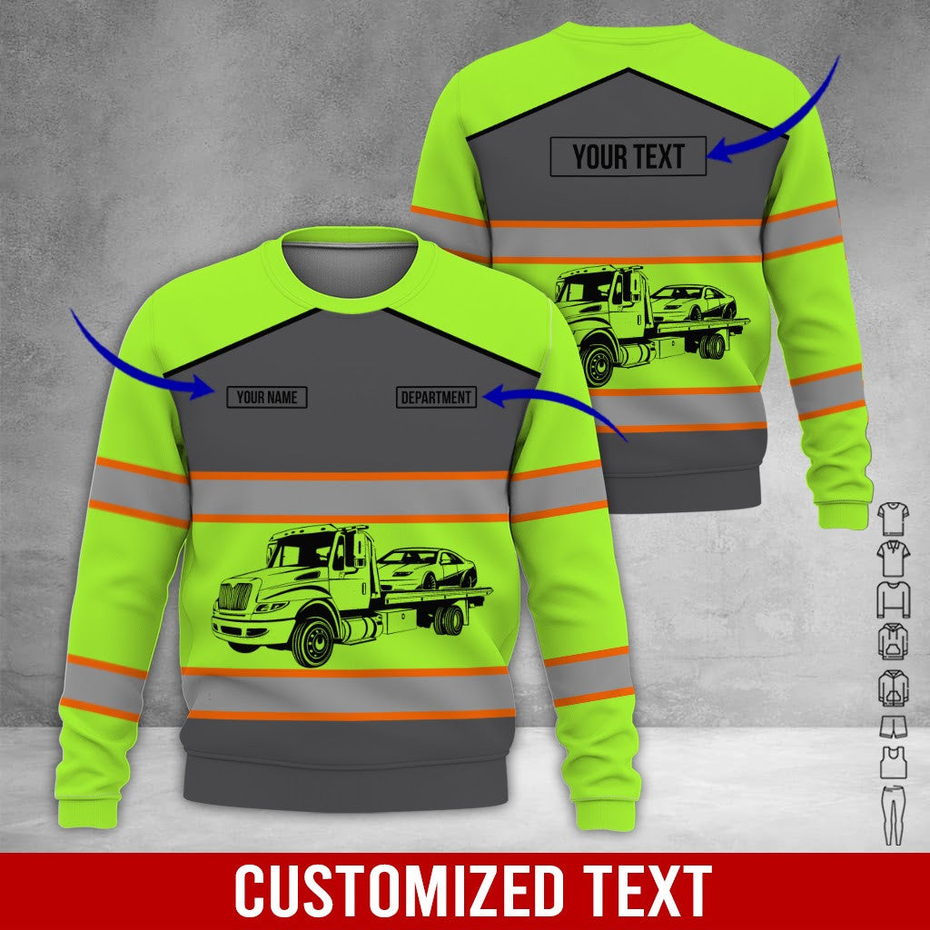 Custom Name Love Tow Truck Driver Shirt, 3D Graphic Trucker Tee, Funny Gift for Brother, Boyfriend, or Proud Trucker Friend