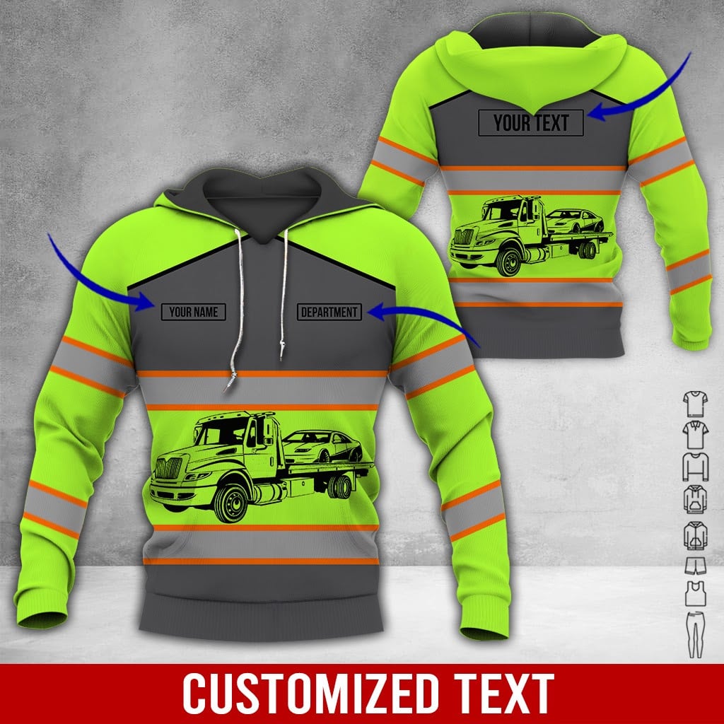 Custom Name Love Tow Truck Driver Shirt, 3D Graphic Trucker Tee, Funny Gift for Brother, Boyfriend, or Proud Trucker Friend