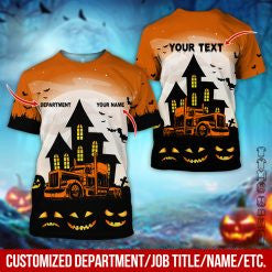 Custom Name Trucker Halloween Shirt, 3D Printed Design, Perfect Gift for Husband, Dad, or Grandpa Who Drives Trucks