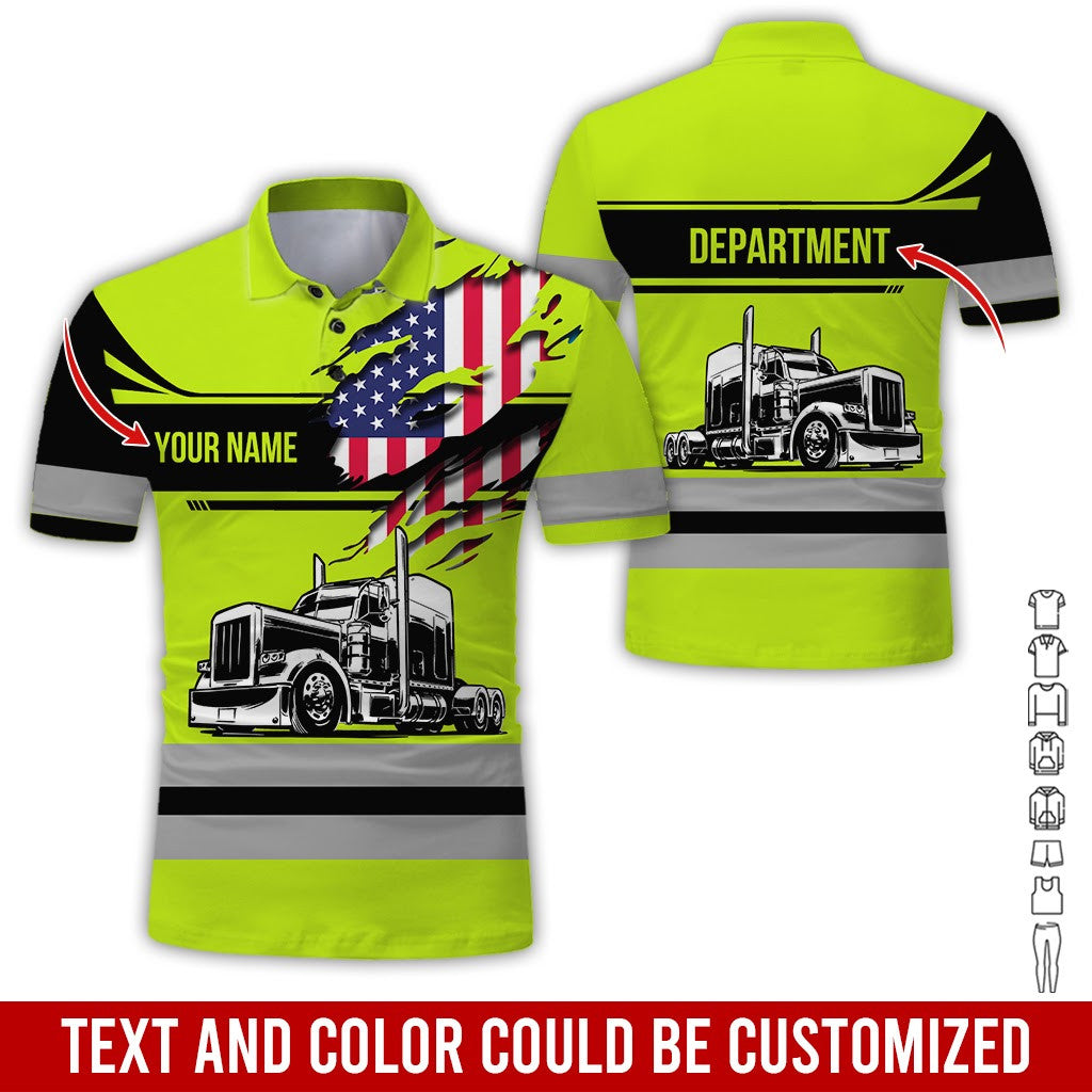 Customized Name Semi Truck Uniform Printed Clothes, Custom Trucker T-shirt
