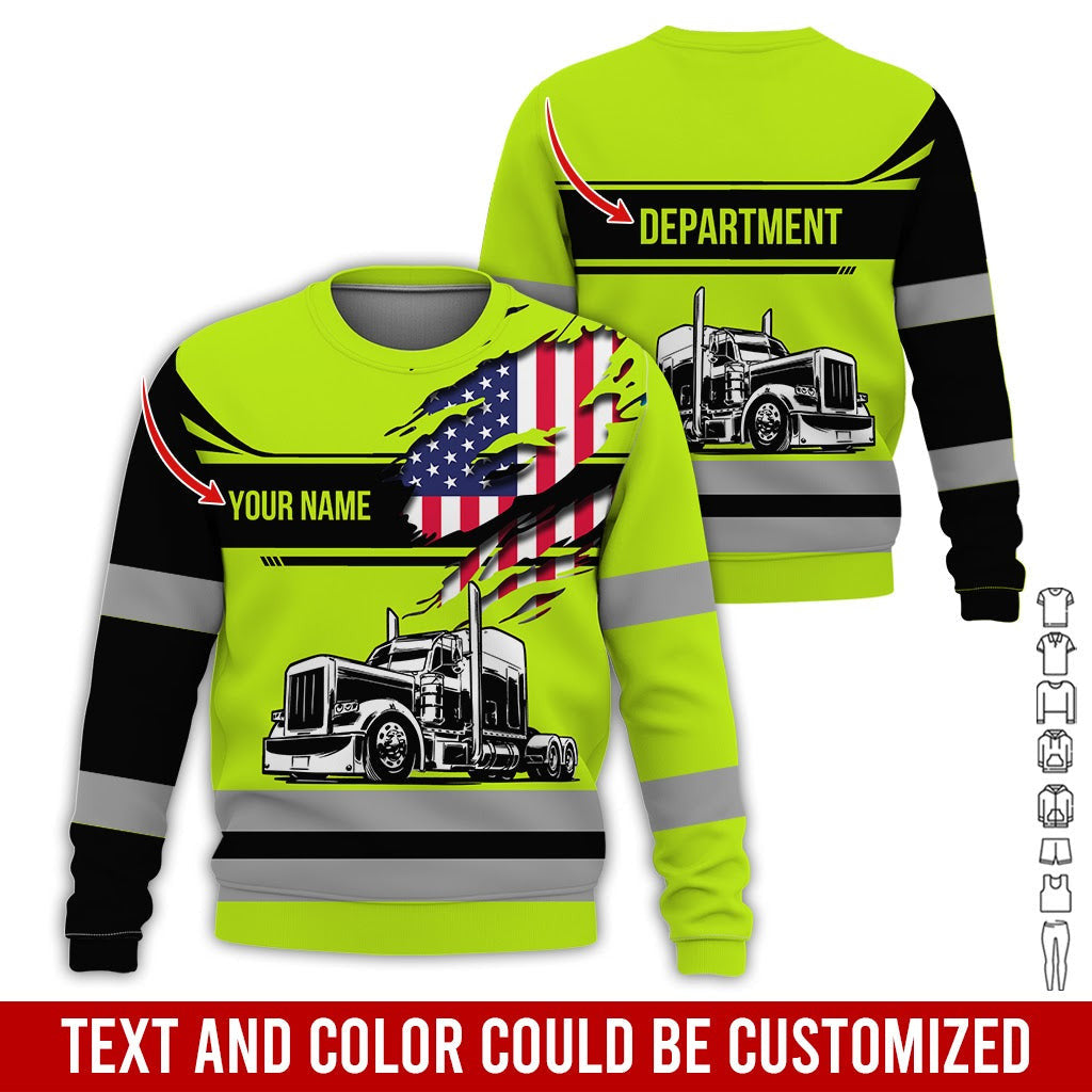 Customized Name Semi Truck Uniform Printed Clothes, Custom Trucker T-shirt
