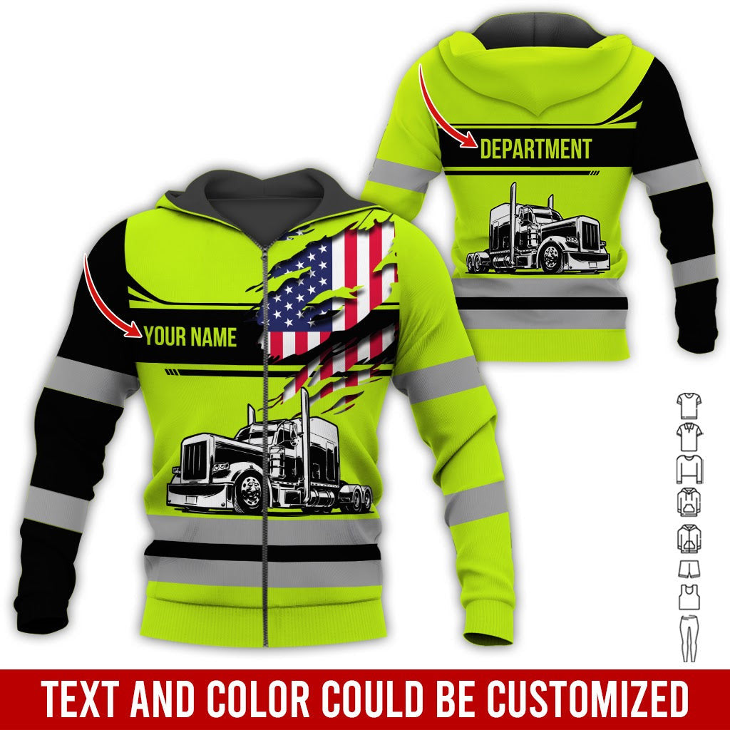 Customized Name Semi Truck Uniform Printed Clothes, Custom Trucker T-shirt