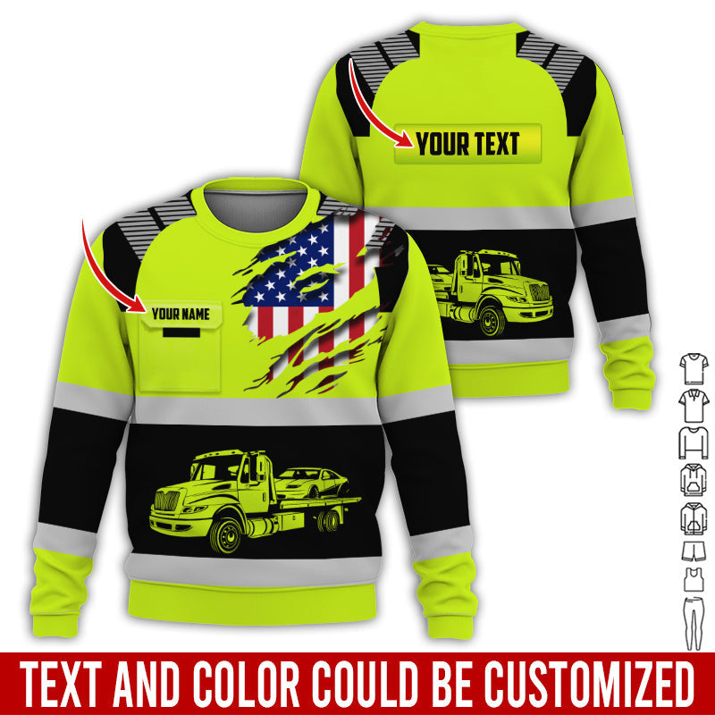 Custom Name Love Tow Truck Shirt, Personalized Mechanic Uniform Gift