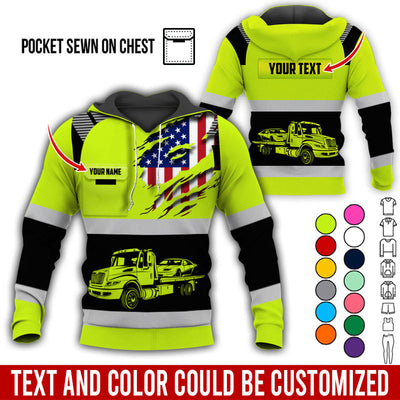 Custom Name Love Tow Truck Shirt, Personalized Mechanic Uniform Gift