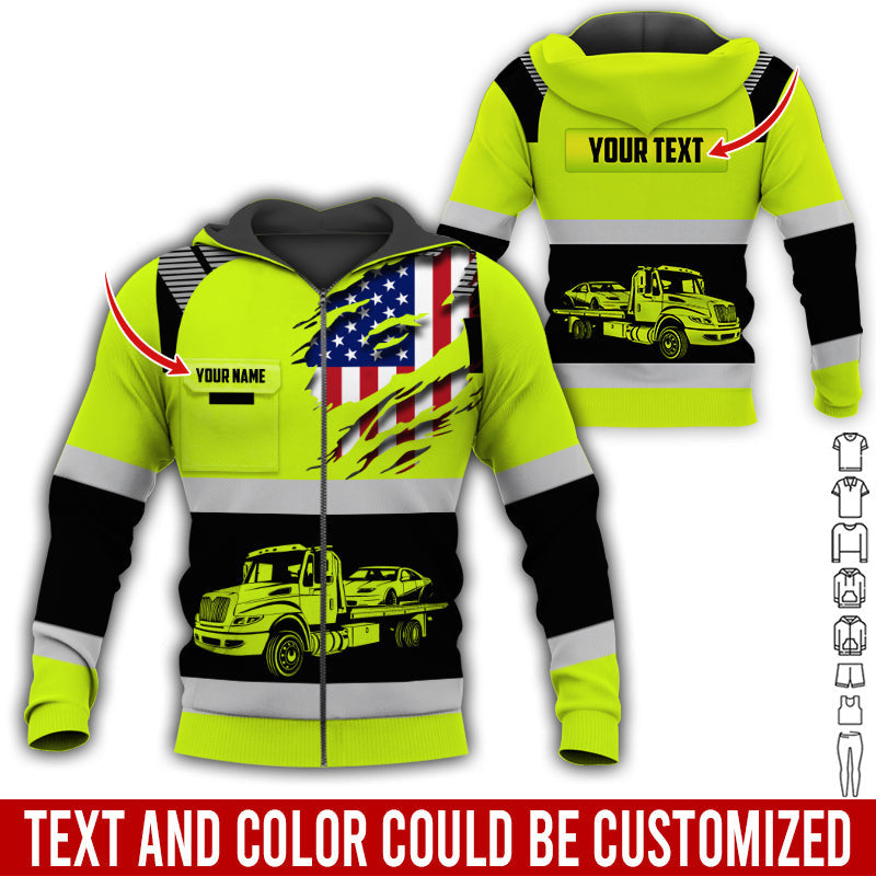 Custom Name Love Tow Truck Shirt, Personalized Mechanic Uniform Gift