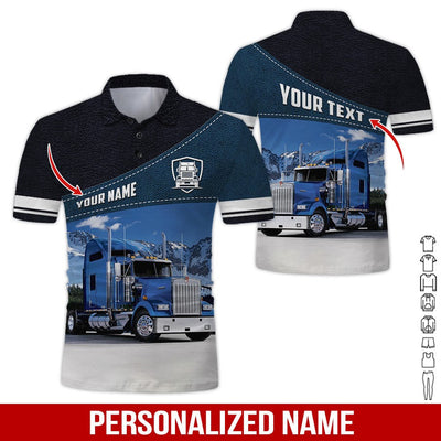 Customized Name Love Truck 3d Printed Shirt, Ideal Present For Grandpa, Uncle, Or Friend Who Is A Trucker, Apparel Truck Driver Shirt